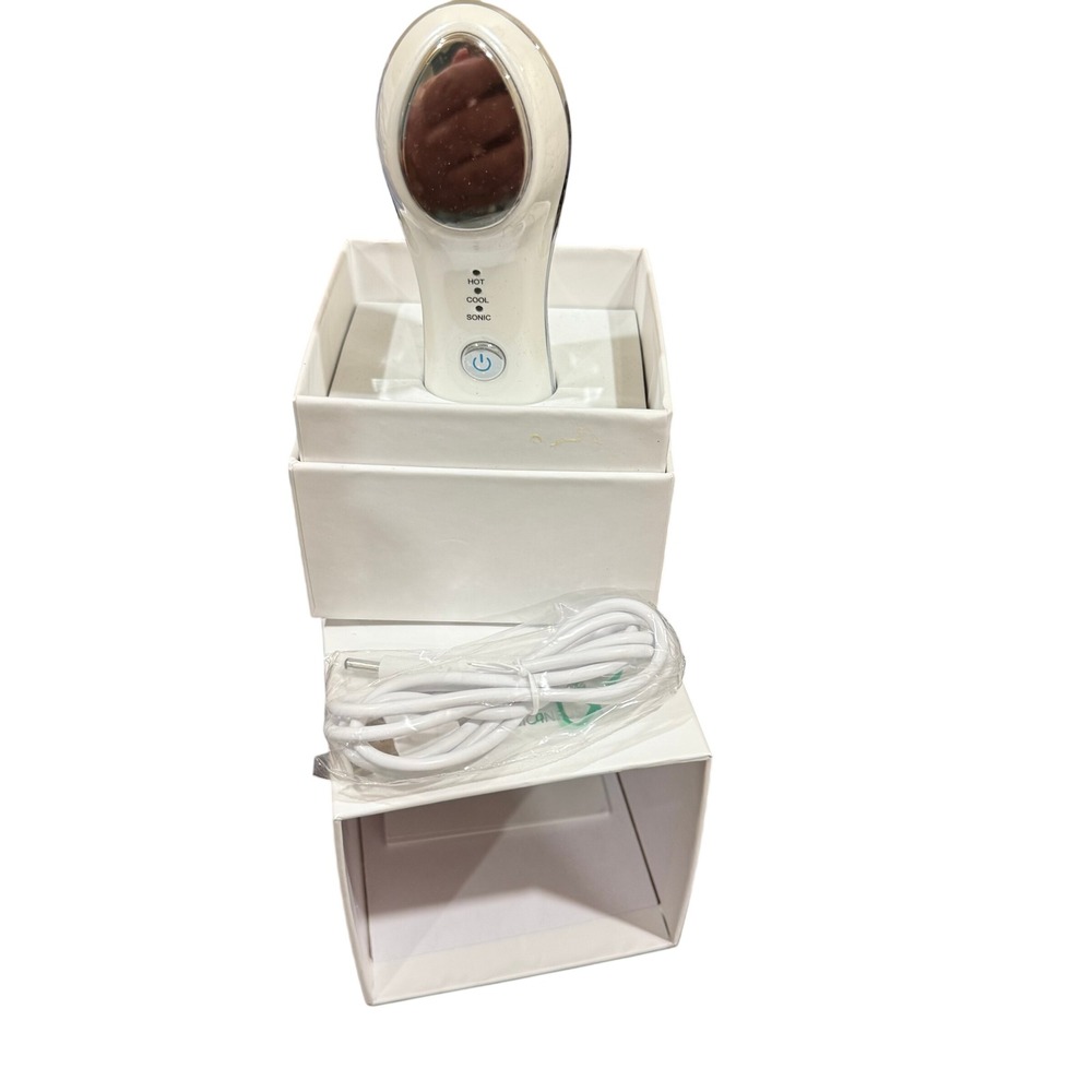 Lumina NRG Ultrasonic Infuser Face Skin‎ Care Tool Hot Cool Sonic White Silver